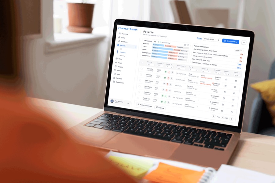 A mockup of the "Patients" screen within the Banquet Health platform